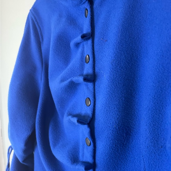 Royal Blue Fit and Flare Coat Size M Structured Button Front Statement Jacket - Picture 6 of 9